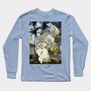 White Orchid With Yellow Long Sleeve T-Shirt